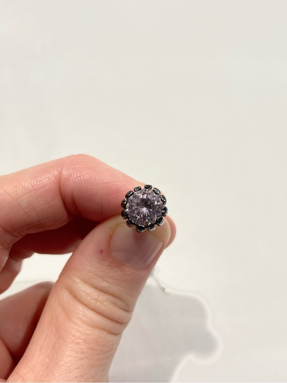 Classic Round Large Lavender Cubic Zirconia Stud Earring Dark Setting